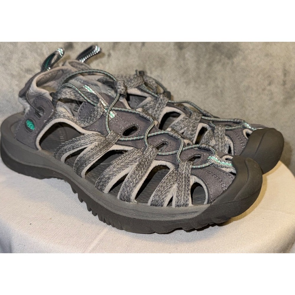 Keen Womens Whisper Grey Waterproof Hiking Sandal Sz 9.5 trail shoe fisherman